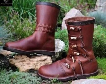 Medieval Hedeby Leather Shoes | Handmade Viking Boots | Renaissance Footwear | LARP SCA Reenactment Shoes