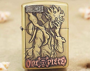 Accendino Zippo anime – Zippo in metallo stile vintage, con incisione di Luffy, fantastico regalo a tema anime, accendino da collezione