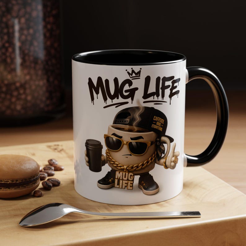 Mug Life Funny Coffee Mug Gift for Coworker, Hip Hop Lover Gift, Aesthetic Coffee Cup, Parody Office Mug Unisex