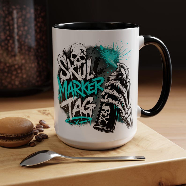 Skull Marker Tag Graffiti Skull Design Mug | Accent Coffee Mug