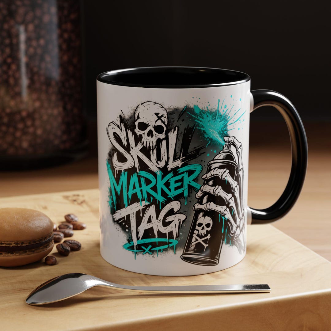 Skull Marker Tag Graffiti Skull Design Mug | Accent Coffee Mug