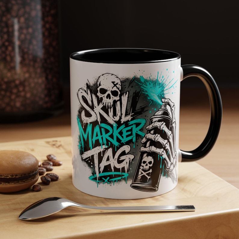 Skull Marker Tag Graffiti Skull Design Mug | Accent Coffee Mug