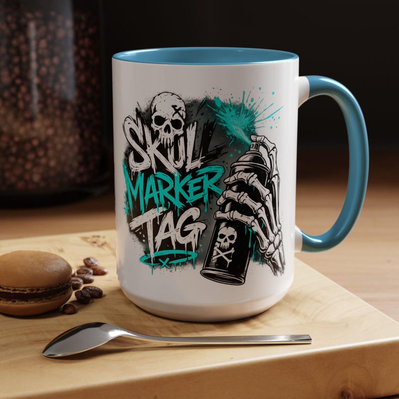 Skull Marker Tag Graffiti Skull Design Mug | Accent Coffee Mug