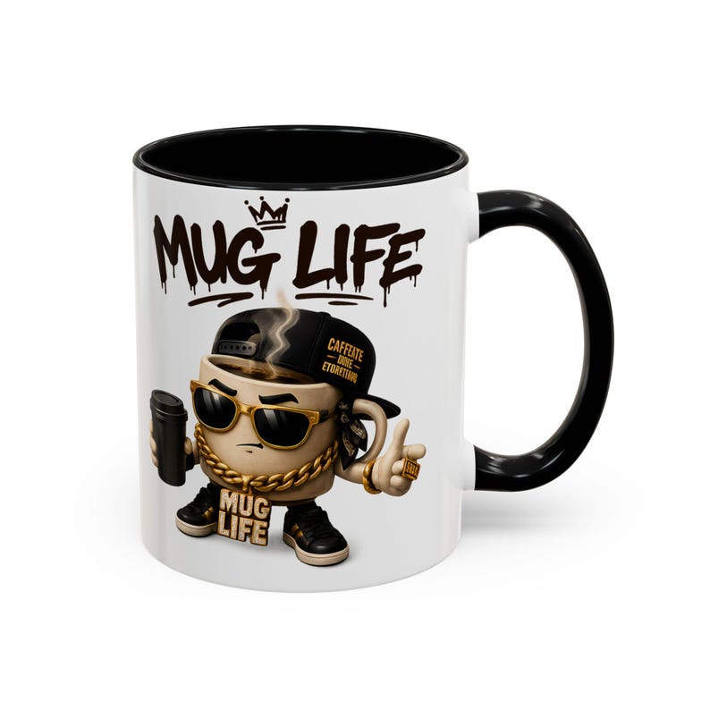 Mug Life Funny Coffee Mug Gift for Coworker, Hip Hop Lover Gift, Aesthetic Coffee Cup, Parody Office Mug Unisex