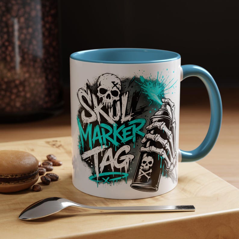 Skull Marker Tag Graffiti Skull Design Mug | Accent Coffee Mug