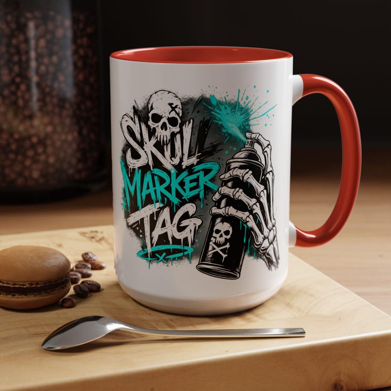 Skull Marker Tag Graffiti Skull Design Mug | Accent Coffee Mug