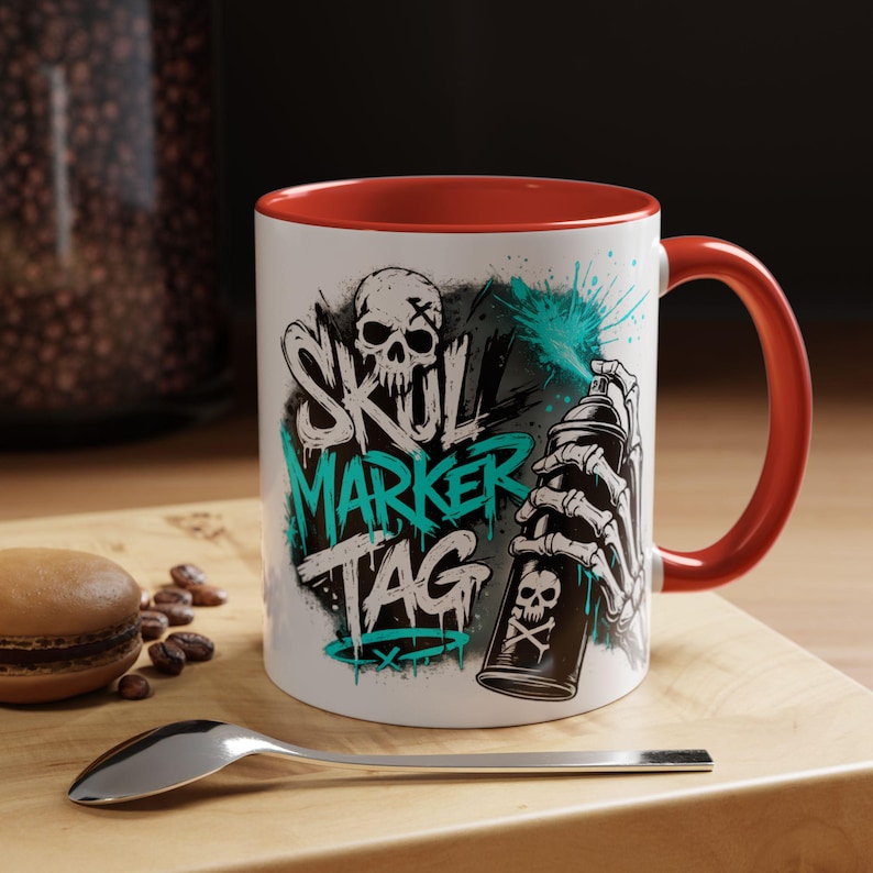 Skull Marker Tag Graffiti Skull Design Mug | Accent Coffee Mug