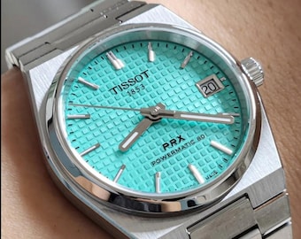 Tissot PRX Powermatic 80 Automatic Watch with Mint Green Dial and Stainless Steel Bracelet