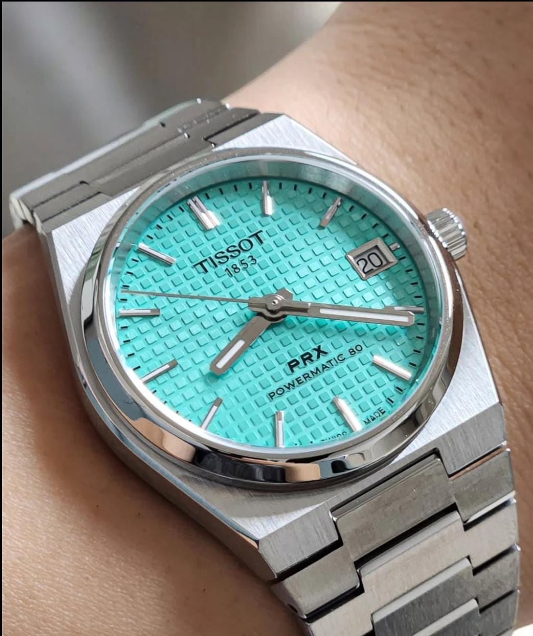 Tissot PRX Powermatic 80 Automatic Watch With Mint Green Dial and