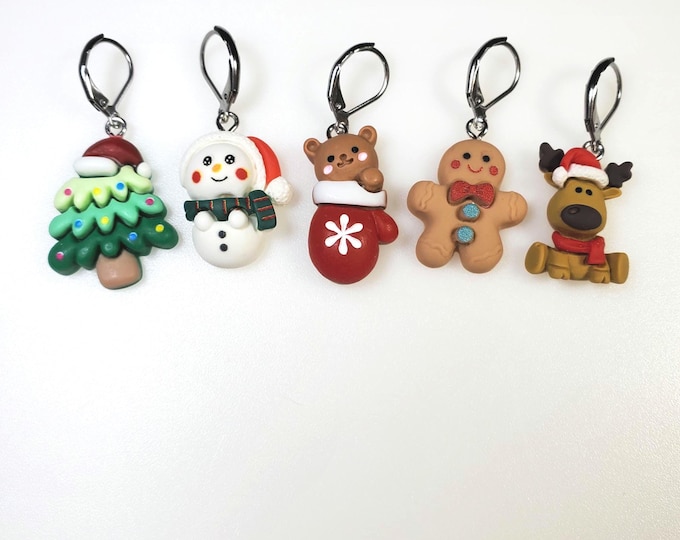 Progress Keepers/Stitch Markers for Knitting: SET OF 5 Holiday Designs