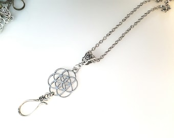 Single or Double Hook Silver or Bronze Portuguese Knitting Pin Necklace. Also available as a clip on.