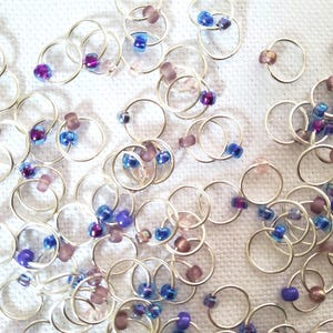 Snag Free Stitch Markers for Knitting: Cool Blues- Set of Ten