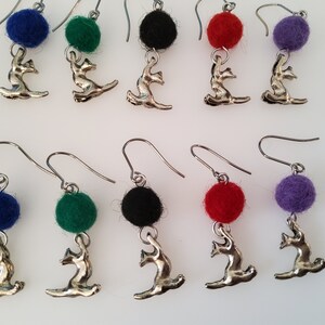 Playful Cat Earrings with genuine wool felt balls