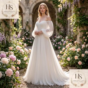 sexy off the shoulder party princess sleeve maxi dress Off-the-shoulder Sheer Puff Sleeve Tulle Princess Dress