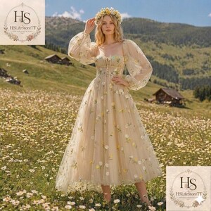 princess fairytale dress Layered Royalcore Aesthetic Cottagecore Fashion like elegance Flattering sweetheart neckline with structured bodice for support Lightweight and comfortable design for all Long Sleeve Fairytale Dresses Prom
