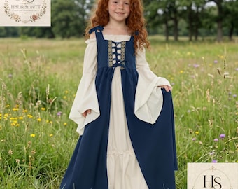 Mädchen Renaissance Kleid, Mittelalterliches Prinzessinnen Kostüm Viktorianisches Blumenmädchen Kleid für besondere Anlässe