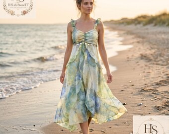 Beach Vacation Dress, Flowy Summer Sundress for Women,Party Gown.Dress