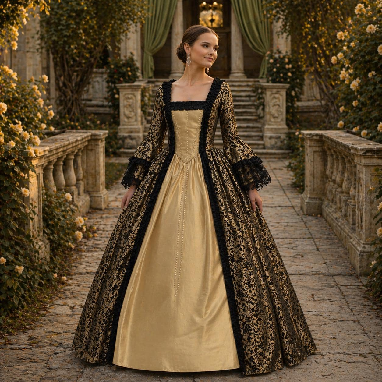 slim fit dress slacks Gold Detailed Strapless Ball Gown main image 0