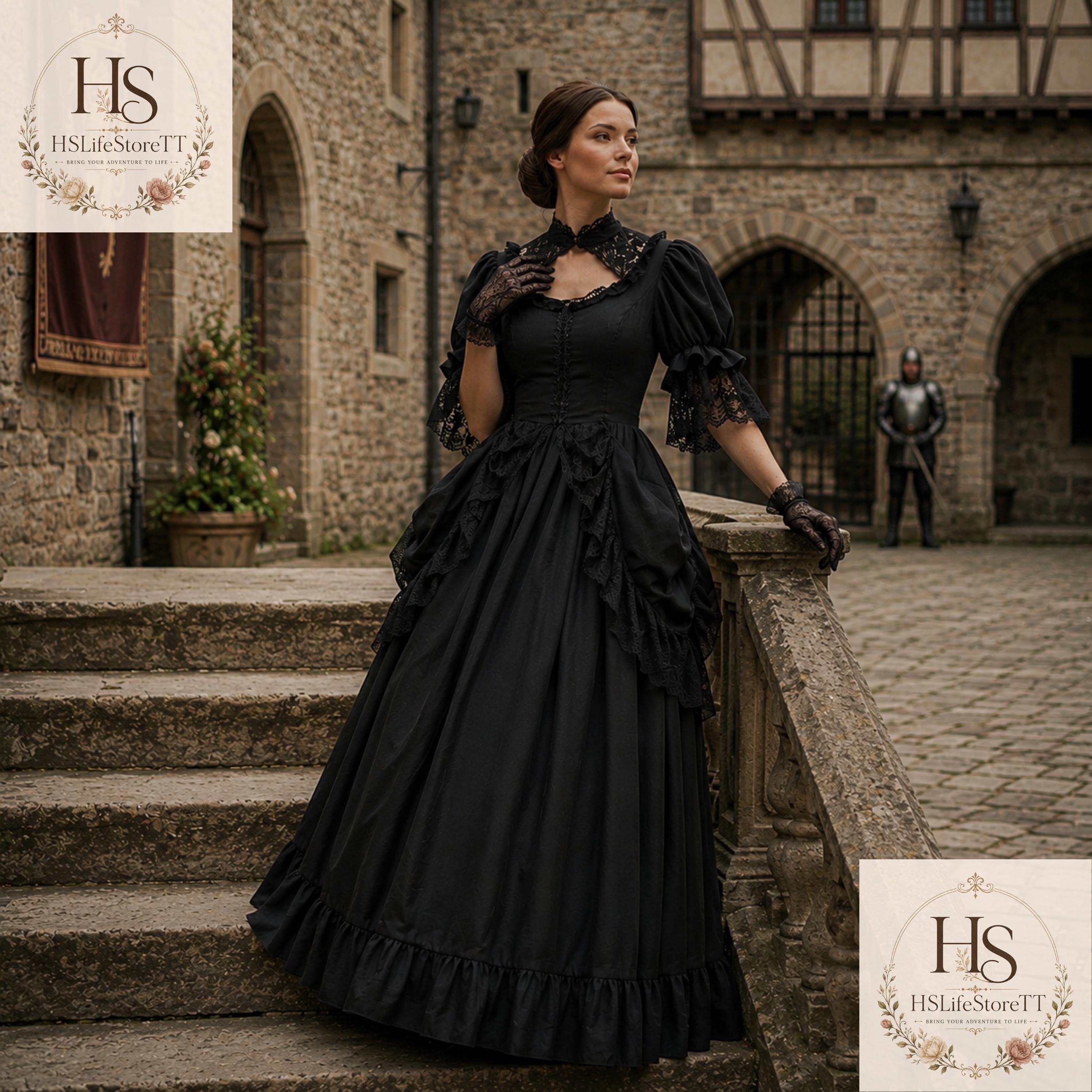 yellow sun dress Black Victorian dress – L'école Des Femmes main image 1