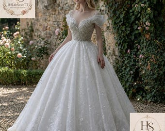 Luxury Pearl Wedding Dress,Luxury Bridal Ball Gown,Wedding Dress