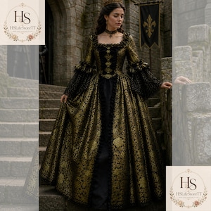Black and Gold Renaissance Dress - Etsy