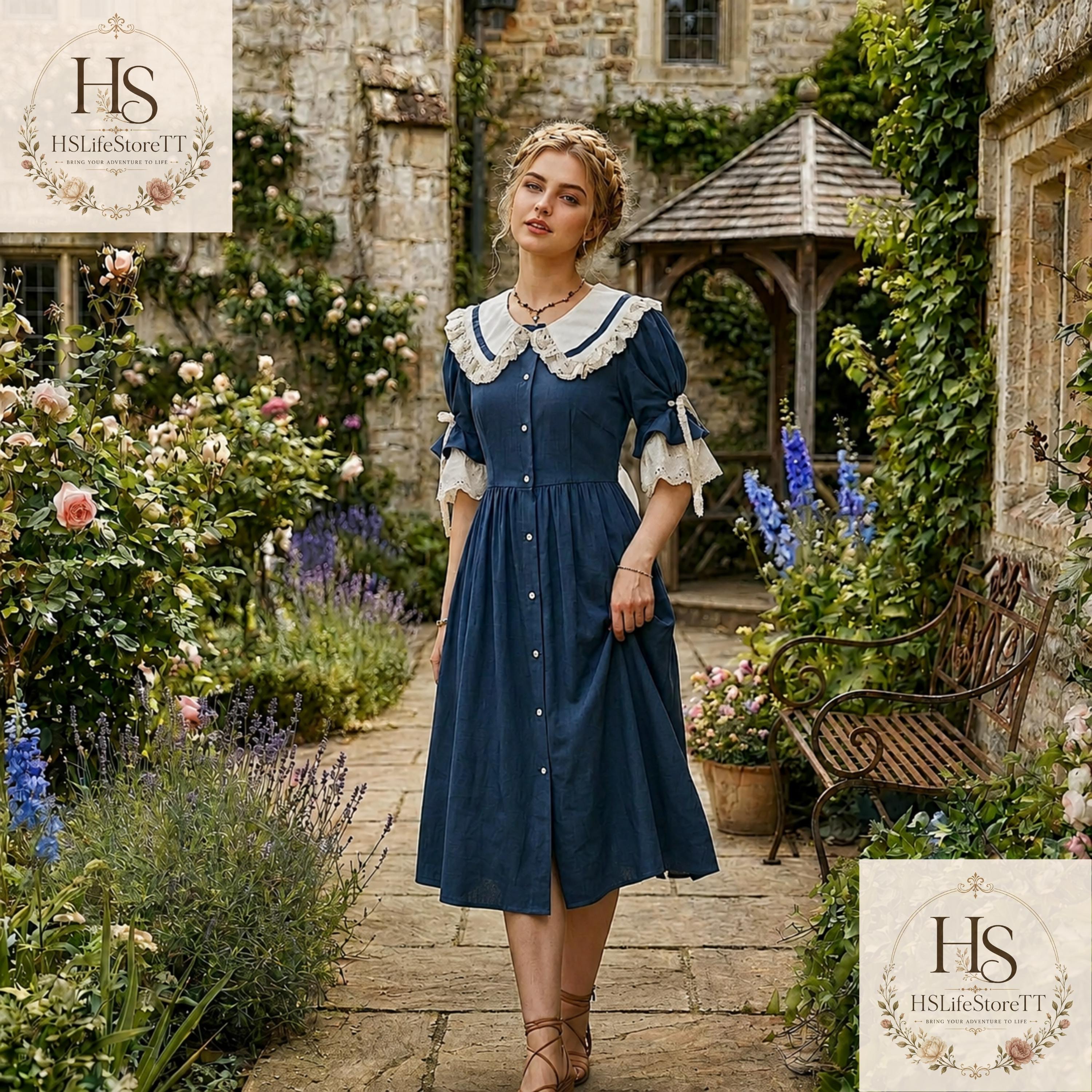 navy blue swing dress Navy Blue Sailor Collar Swing Dress - Large