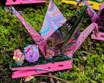 Origami Bird Rave/Festival Clip Trinkets set of Five