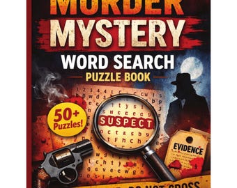 Murder Mystery Word Search Puzzle Book | 50+ Crime Detective Puzzles Suspense Thriller | Printable PDF 8.5x11