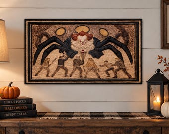 IT Inspired Pennywise Wood Carving | Horror Movie Wall Art | Derry Maine Clown Decor | CNC Carved Horror Sign | Halloween Gift | 16.5x10