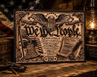We the People Wood Carving | Patriotic American Wall Art (14x10)