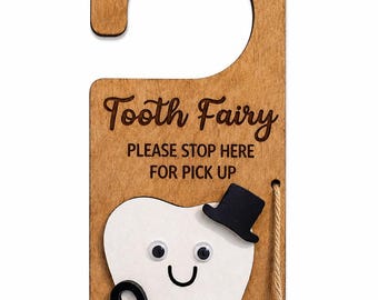 Personalized Tooth Fairy Door Hanger | Custom Name Keepsake Gift (Wooden)