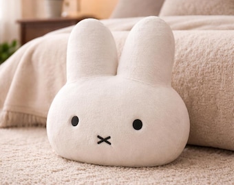 Poduszka pluszowa Miffy 38 cm – miękka poduszka w kształcie króliczka z zamkiem błyskawicznym, prezent dla niej
