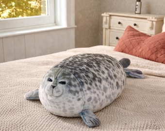Poduszka z foką 80 cm – gigantyczna pluszowa foka, miękka i zabawna, prezent dla niej