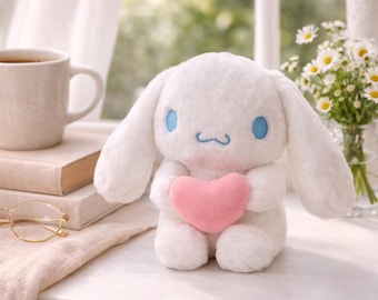 Pluszowa zabawka Sanrio Cinnamoroll z sercem – uroczy, kawaii króliczek w kształcie psa, prezent dla niej