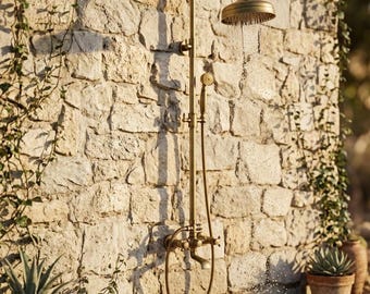 Wall Mounted Outdoor Shower System Rainfall & Handheld Garden Patio Shower