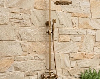 Outdoor Shower System Wall Mounted Rainfall & Handheld Garden Patio Shower