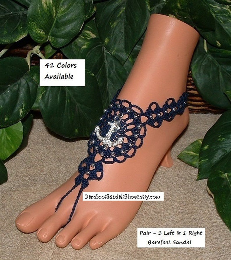 Anchor Anklet Jewelry Barefoot Sandals Crochet Wedding Foot Etsy
