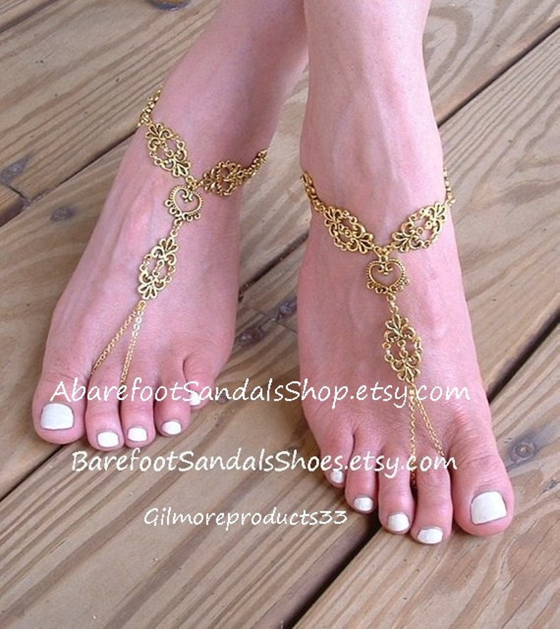 Gold Foot Jewelry Beach Wedding Barefoot Sandals Foot Etsy