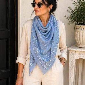 Paisley Bandana Scarf – Square Cotton Viscose and cotton scarf, pashmina
