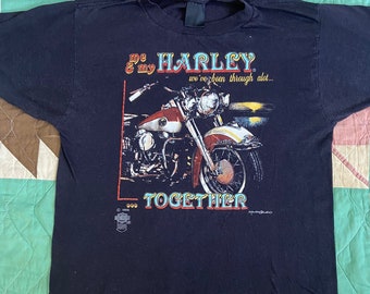 Vintage 1980s 80s, Harley davidson, t shirt, panhead, chopper, me n my harley, official, unisex, biker, biker babe, soft , gift