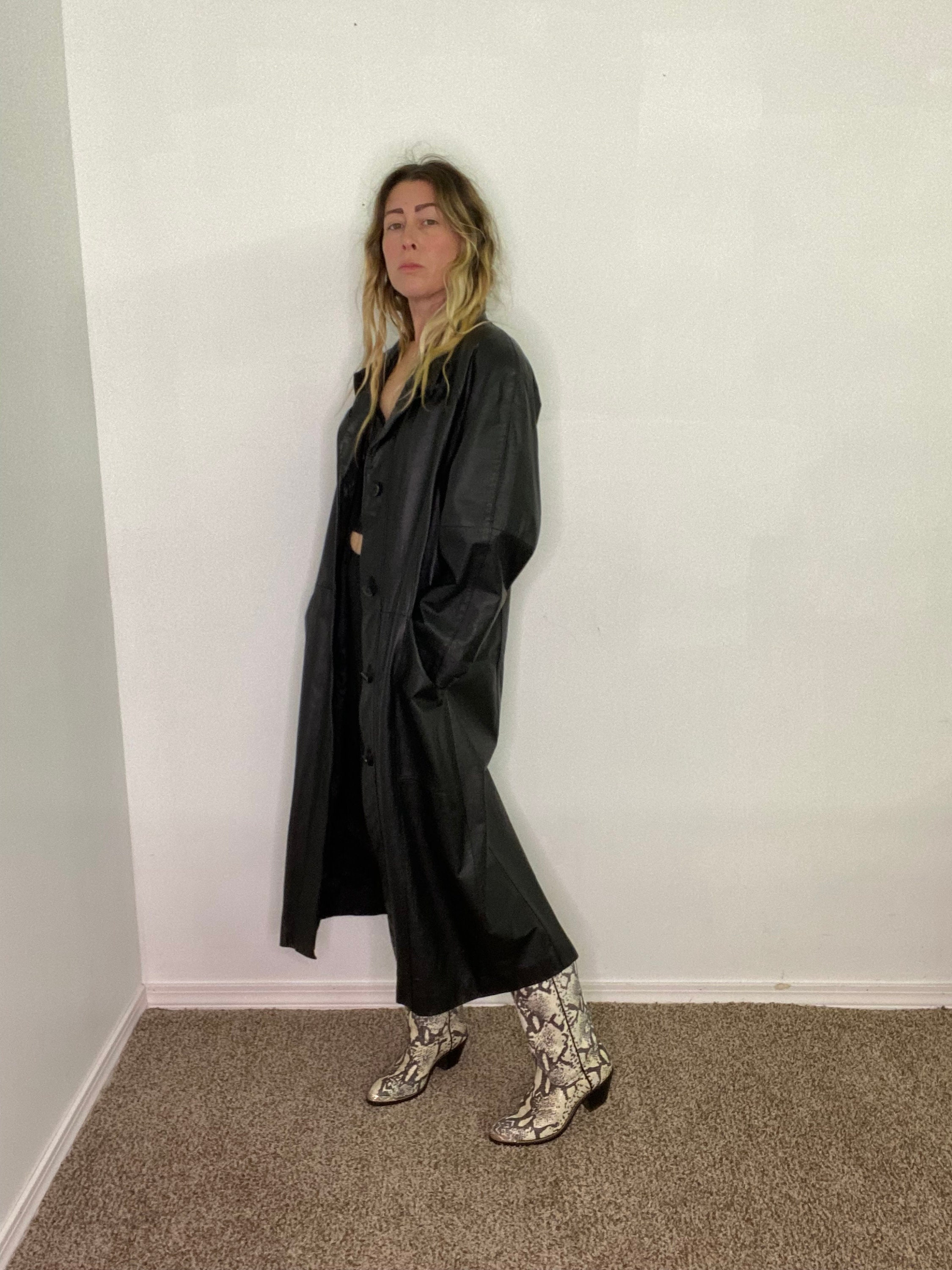 90s Long Black Coat - Etsy