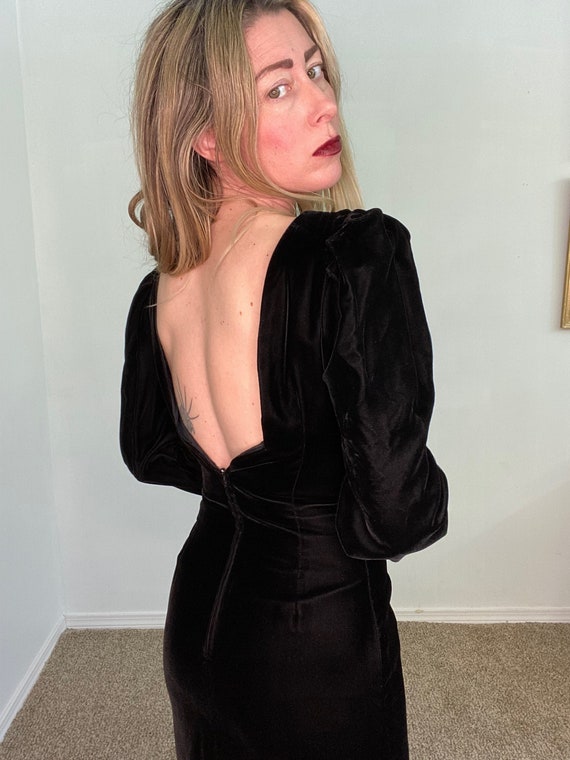 low cut black velvet dress Marlene Velvet V-Neck Mermaid Formal Dress