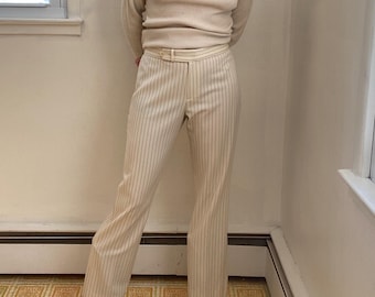 Vintage 2000, y2k, Ralph Lauren, Black label, made in Italy, wool pant, pinstripe pants, cream navy, classic, preppy, collectable