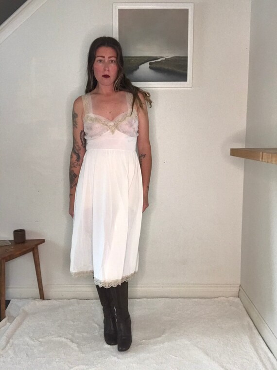 Vintage 1960s lingerie set slip and jacket - white
