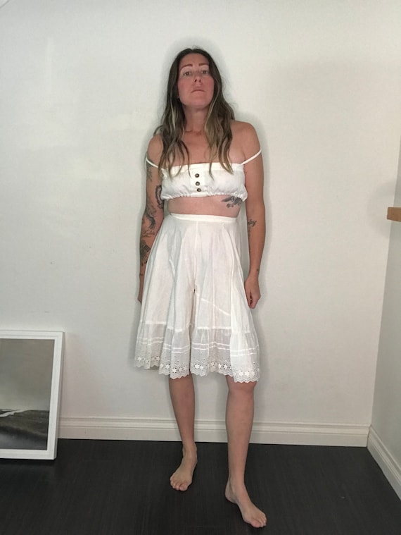 Vintage Victorian Bloomers- White Lace detail -X S