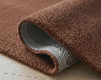 Alfombra de felpa marrón, alfombra suave para área, alfombra acogedora para dormitorio, alfombra moderna minimalista, antideslizante, lavable, alfombra decorativa para sala de estar.