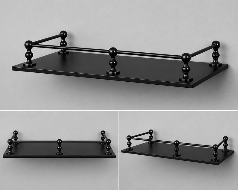 Modern Brass Wall Shelf | Minimalist Floating Bathroom Shelf | Decorative Metal Storage Rack
