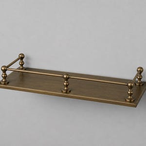 Modern Brass Wall Shelf | Minimalist Floating Bathroom Shelf | Decorative Metal Storage Rack