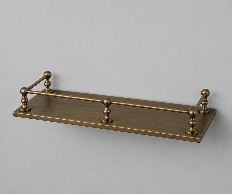 Modern Brass Wall Shelf | Minimalist Floating Bathroom Shelf | Decorative Metal Storage Rack