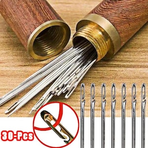 30pcs Stainless Steel Blind Sewing Needles – Automatic Threading Stitching Pins